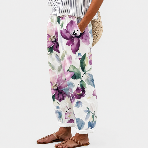 Pantalones Comfort Lavanda Fiorita