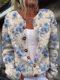Delia | Chaqueta de Punto Botánica en Azul