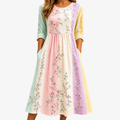 Vestido Midi de Paneles Pastel con Bolsillos