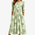 Vestido Midi Floral Verde Salvia para el Día a Día