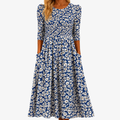 Vestido Maxi Azul de Margaritas con Bolsillos