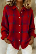 Milagros | Chaqueta de Punto de Cuadros en Rojo