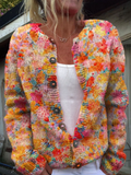 Helena | Chaqueta de Punto Floral Pintada