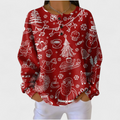 Carla | Jersey rojo con motivo nórdico navideño