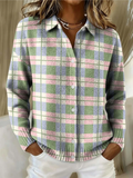 Alba | Chaqueta de Punto de Cuadros Pastel