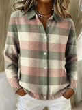 Rosalía | Chaqueta de Punto Cuadros Salvia y Rosa