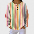 Sara | Jersey de rayas multicolor con tapeta de botones