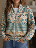 Silvia | Chaqueta de Punto Botánica con Cenefa