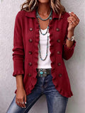Rosalía | Chaqueta de Punto Rojo Rubí con Volantes