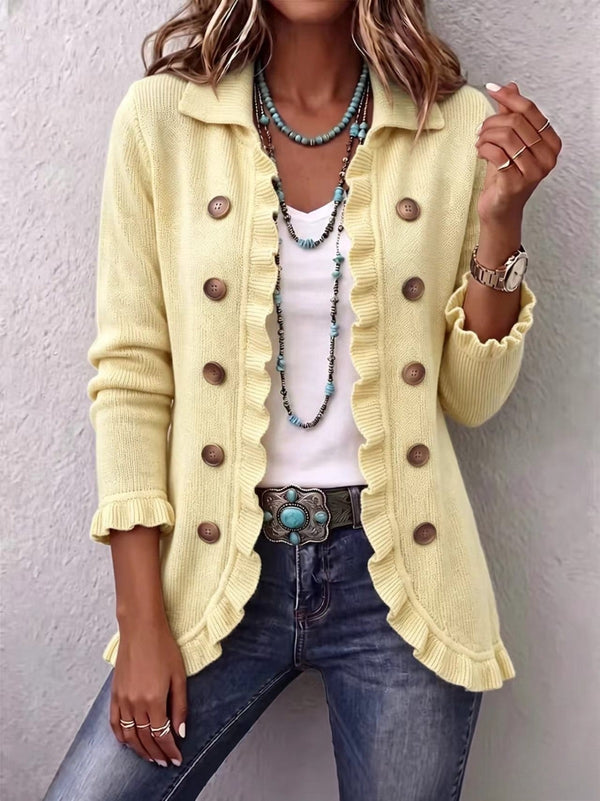Liliana | Chaqueta de Punto Crema con Volantes
